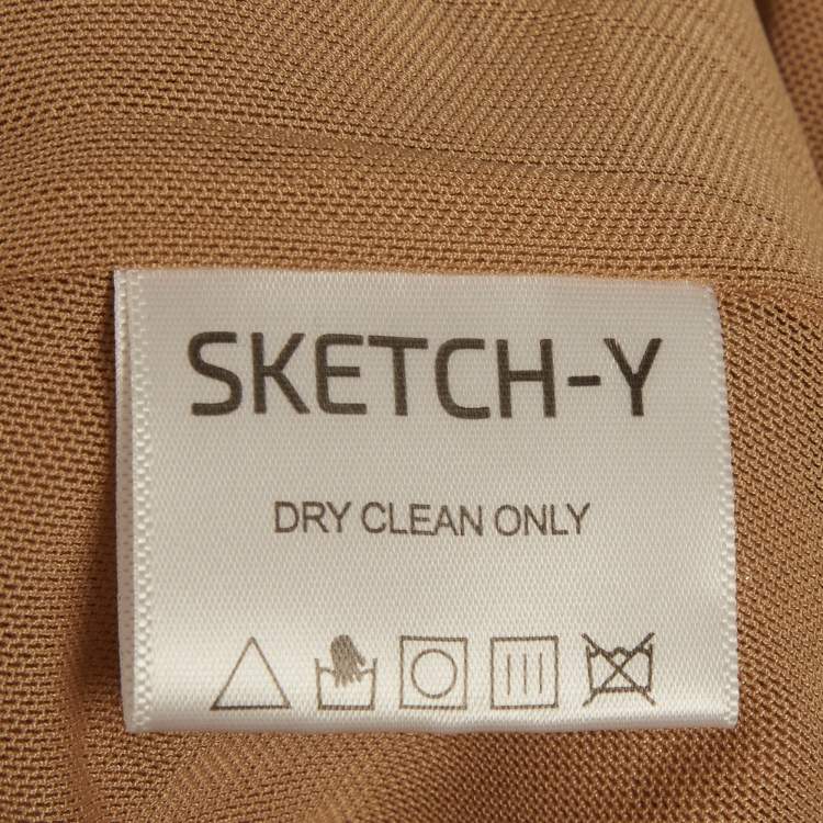 Pre Owned Sketch-Y White Beaded Halter High Slit Holly Dress S