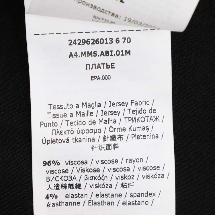 Pre Owned S'Max Mara Black Jersey Pensile Midi Dress XL