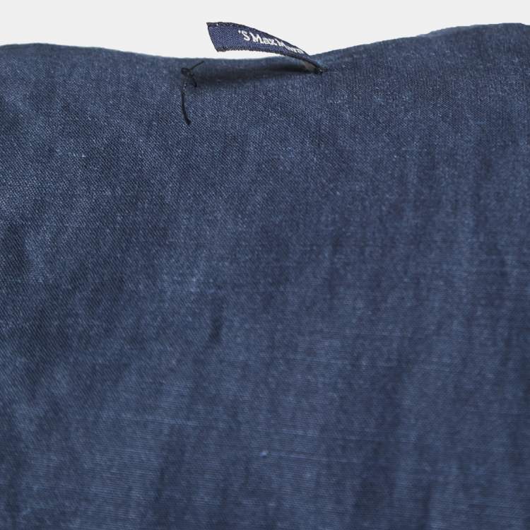 Pre Owned S'Max Mara Dark Blue Cotton Blend Taso Pleated Jumpsuit XL