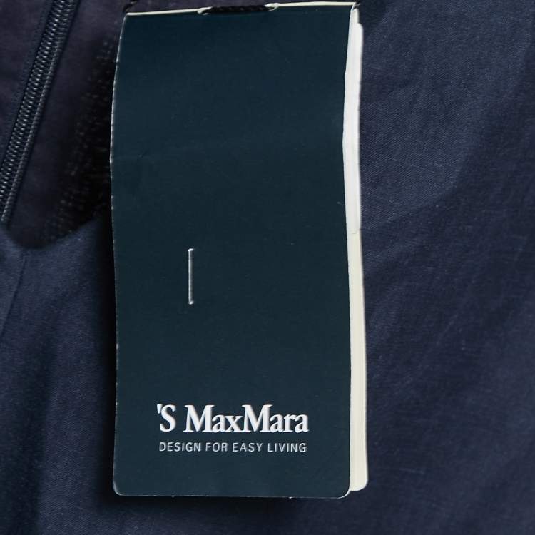 Pre Owned S'Max Mara Dark Blue Cotton Blend Taso Pleated Jumpsuit XL