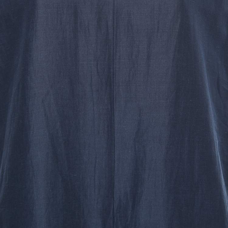 Pre Owned S'Max Mara Dark Blue Cotton Blend Taso Pleated Jumpsuit XL