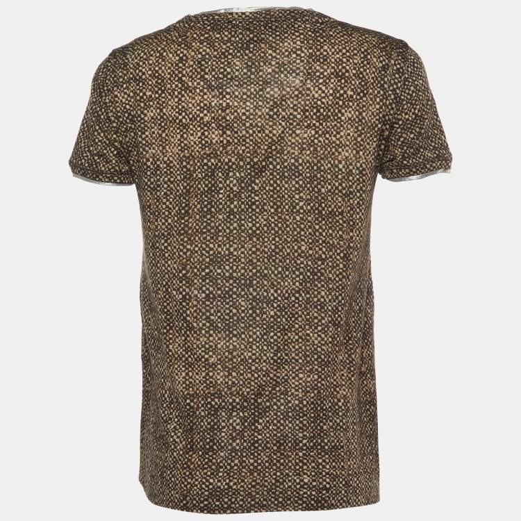 Pre Owned S'Max Mara Brown Snake Print Wool Blend Knit T-Shirt S
