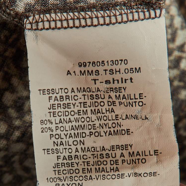 Pre Owned S'Max Mara Brown Snake Print Wool Blend Knit T-Shirt S