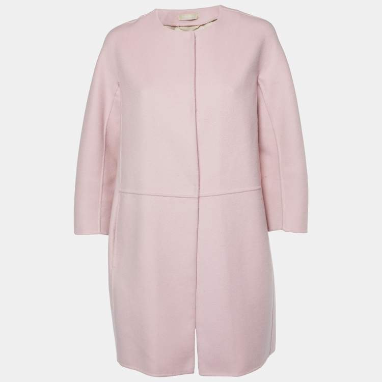 S Max Mara Pink Wool Cucito A Mano Mid Length Coat M S Max Mara The Luxury Closet