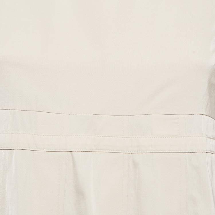 Pre Owned S'Max Mara Beige Cotton Blend Pleated Sleeveless Dress S