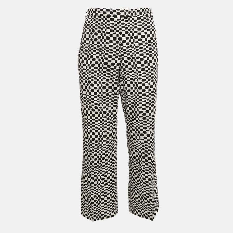 Pre Owned S'Max Mara White/Black Printed Cotton Wide-Leg Trousers L
