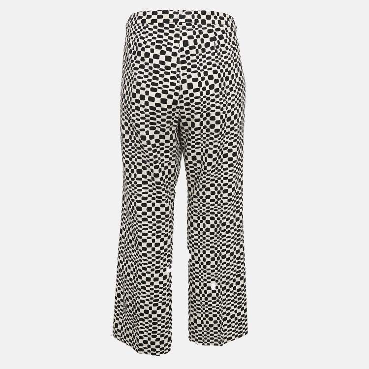 Pre Owned S'Max Mara White/Black Printed Cotton Wide-Leg Trousers L