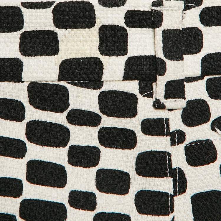 Pre Owned S'Max Mara White/Black Printed Cotton Wide-Leg Trousers L