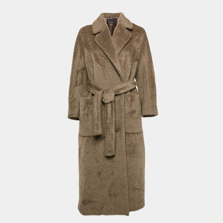 Pre Owned S'Max Mara Beige Alpaca Fur Mid-Length Coat M