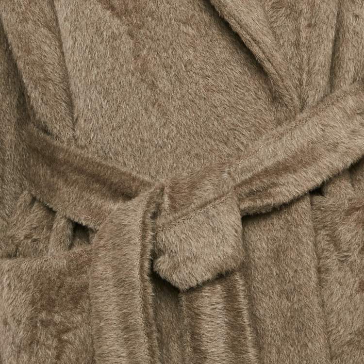 Pre Owned S'Max Mara Beige Alpaca Fur Mid-Length Coat M