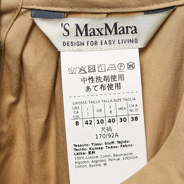 مملوكة مسبقًا S'Max Mara Brown Cotton Pleated Neck Mini Dress M