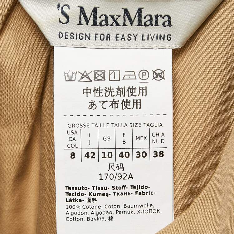 مملوكة مسبقًا S'Max Mara Brown Cotton Pleated Neck Mini Dress M