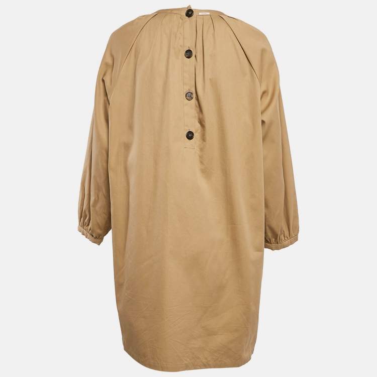 مملوكة مسبقًا S'Max Mara Brown Cotton Pleated Neck Mini Dress M