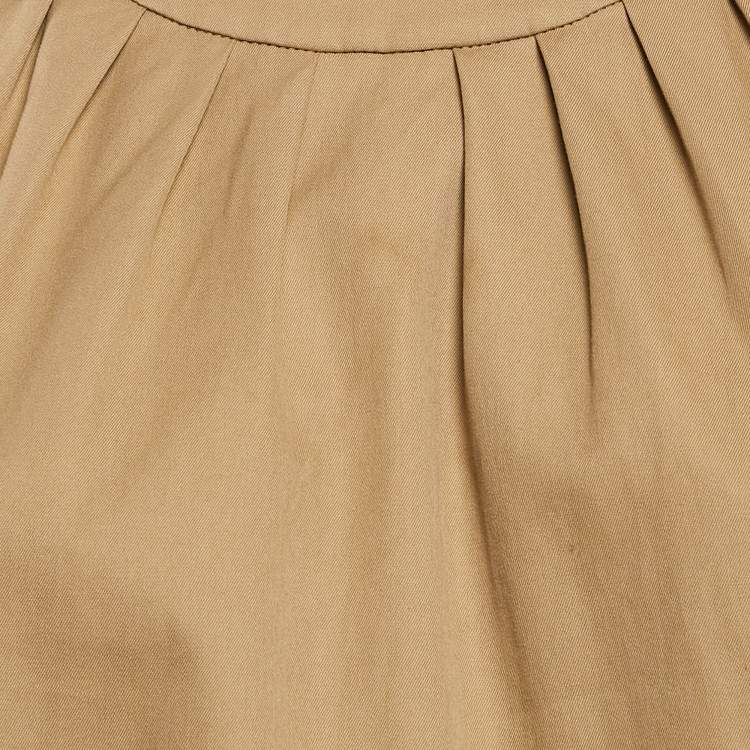 مملوكة مسبقًا S'Max Mara Brown Cotton Pleated Neck Mini Dress M