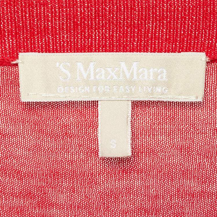 مملوكة مسبقًا S'Max Mara Red Cotton Knit Cropped Cardigan S