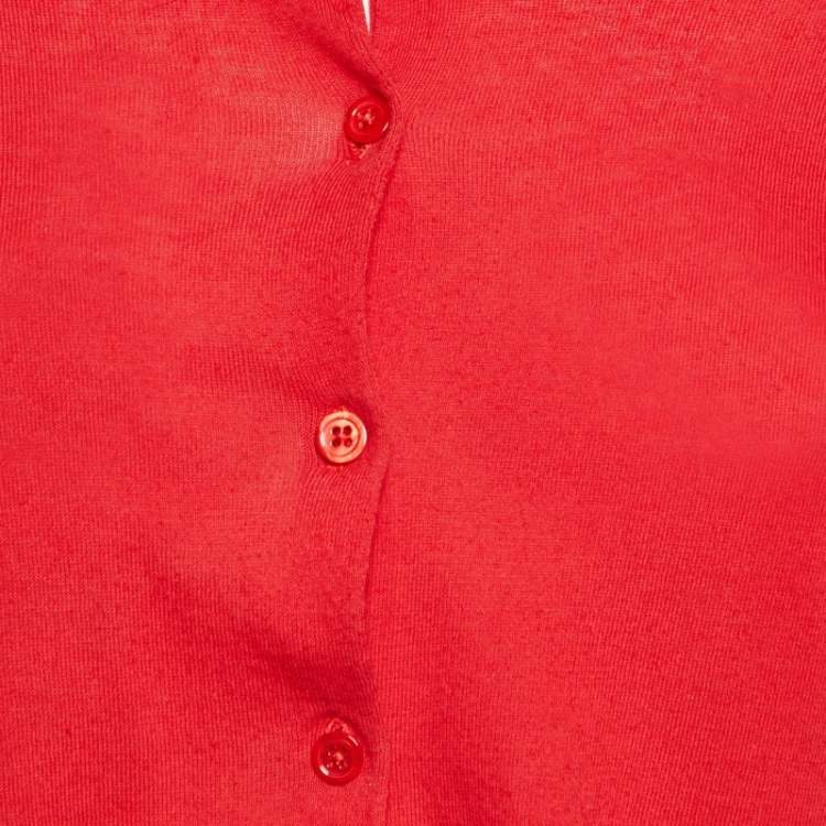 مملوكة مسبقًا S'Max Mara Red Cotton Knit Cropped Cardigan S