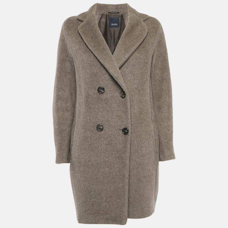 Pre Owned S'Max Mara Grey Felt Double Breasted Coat M