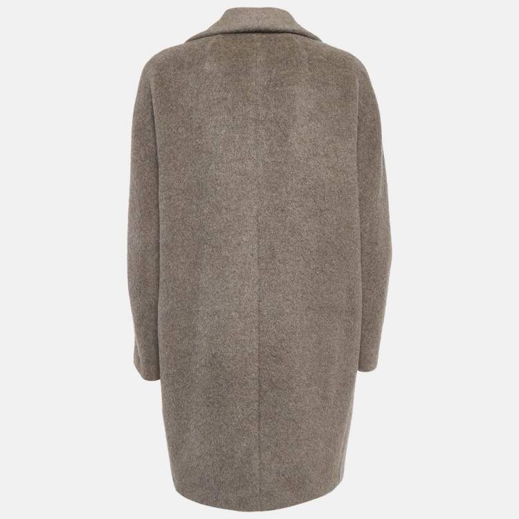Pre Owned S'Max Mara Grey Felt Double Breasted Coat M