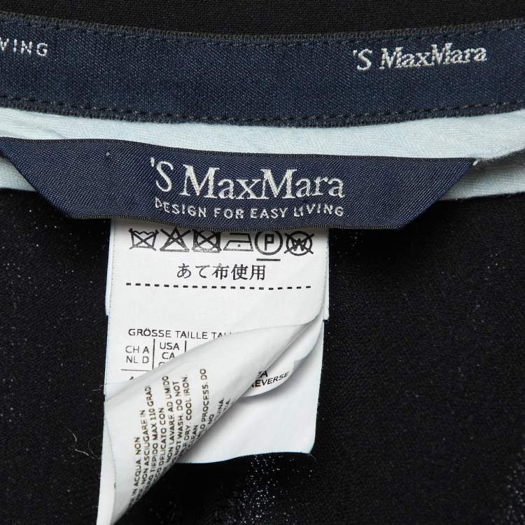 Pre Owned S' Max Mara Black Crepe Wide Leg Trousers XL