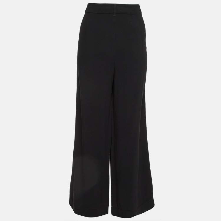Pre Owned S' Max Mara Black Crepe Wide Leg Trousers XL