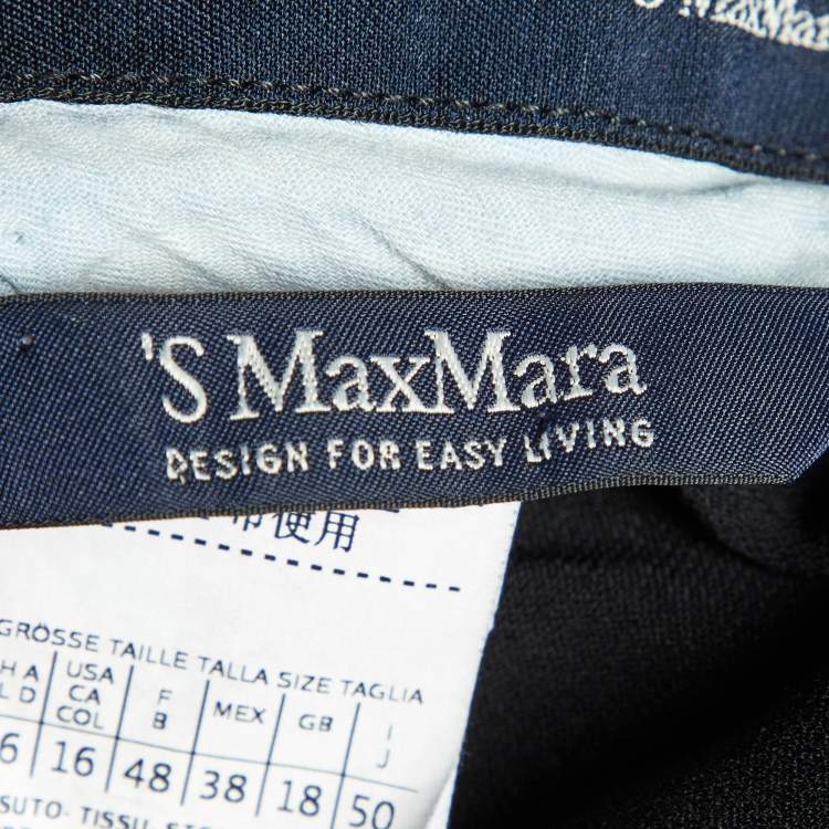 Pre Owned S' Max Mara Black Crepe Wide Leg Trousers XL