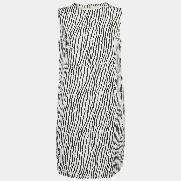 Pre Owned S'Max Mara White Printed Cotton Blend Sleeveless Short Dress S