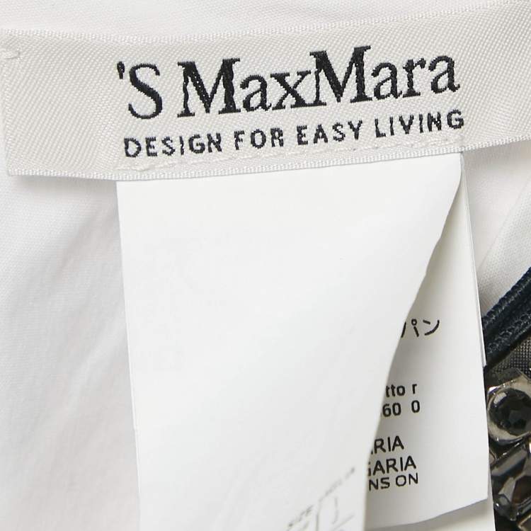 Pre Owned S'Max Mara White Cotton Embellished Neck Sleeveless Top S