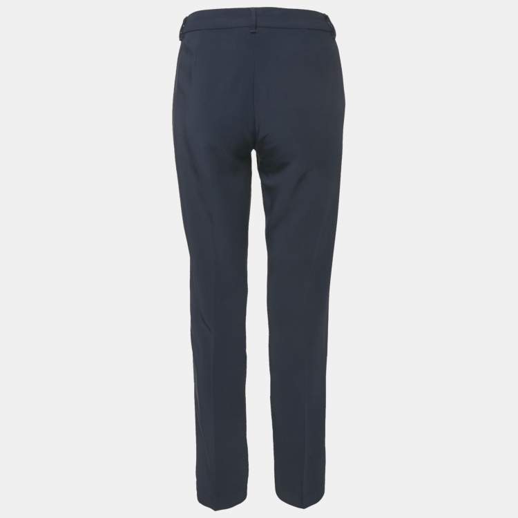 Pre Owned S'Max Mara Navy Blue Crepe Trousers M