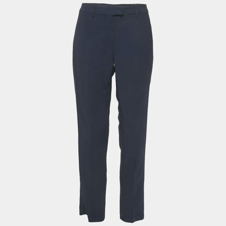 Pre Owned S'Max Mara Navy Blue Crepe Trousers M