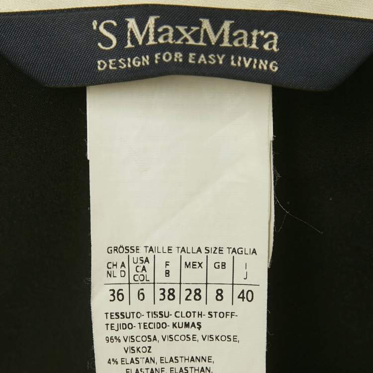 Pre Owned S'Max Mara Black Crepe Tailored Trousers M