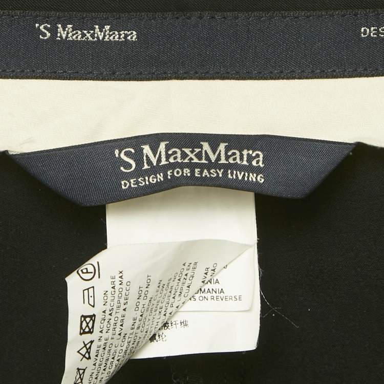 Pre Owned S'Max Mara Black Crepe Tailored Trousers M