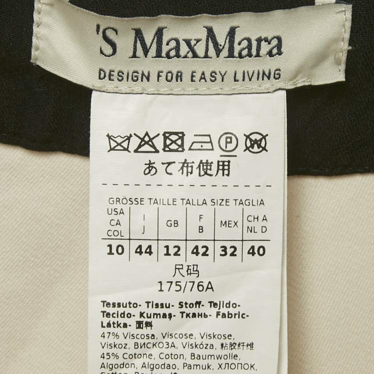 Pre Owned S'Max Mara White Cotton Blend Contrast Waist Detail Cropped Pants M
