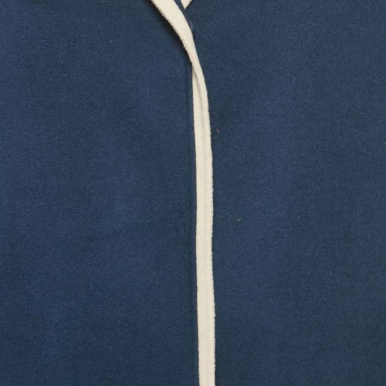 Pre Owned S'Max Mara Navy Blue Wool Button Front Long Coat L