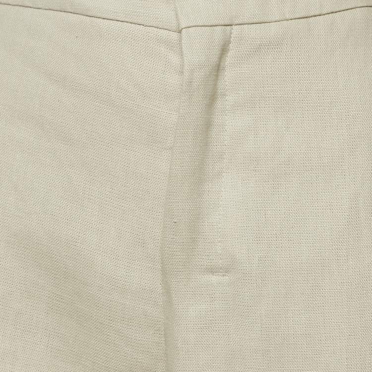 Pre Owned S'Max Mara Beige Linen Wide-Leg Trousers L