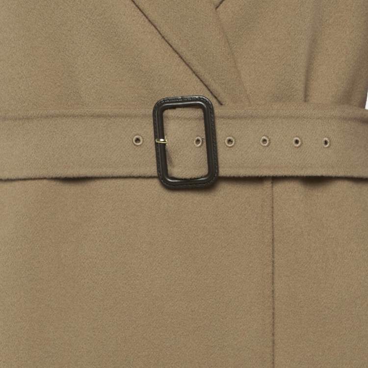 Pre Owned S'Max Mara Camel Brown Wool Double Breasted Trench Coat L