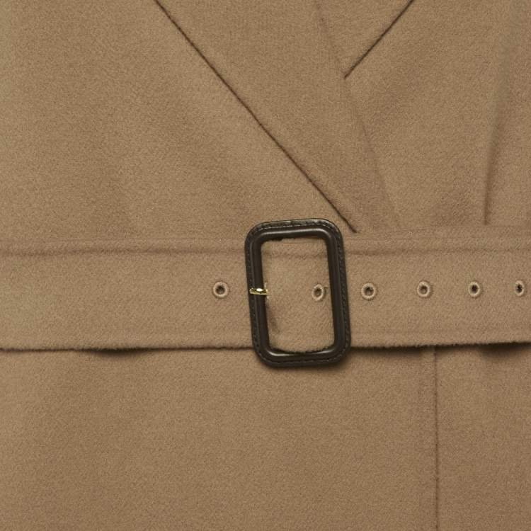 Pre Owned S'Max Mara Camel Brown Wool Double Breasted Trench Coat L
