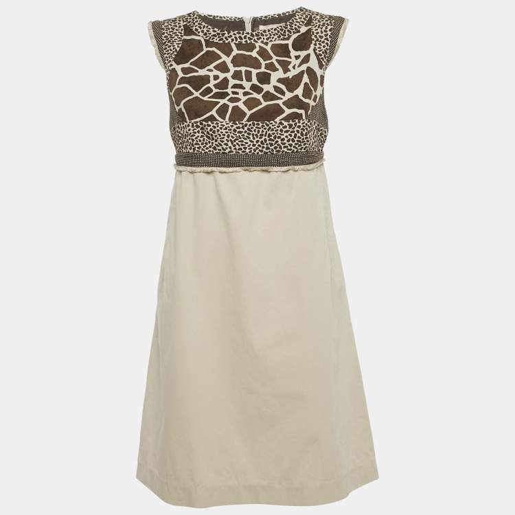 Pre Owned S'Max Mara Grey Printed Cotton Short Dress M