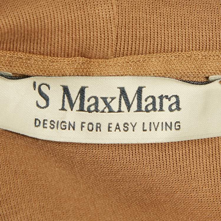 Pre Owned S'Max Mara Brown Logo Embroidery Cotton Hooded Sweatshirt XL 
