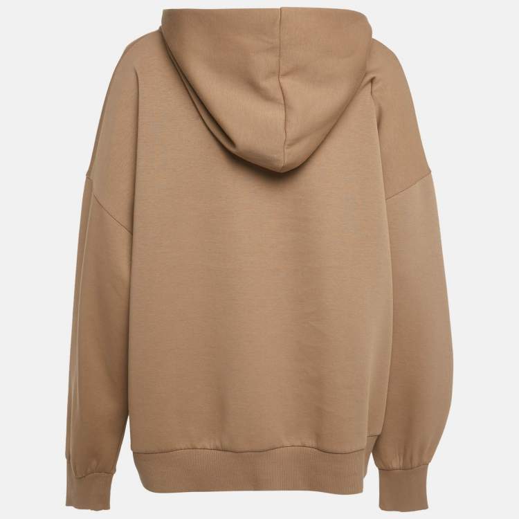 Pre Owned S'Max Mara Brown Logo Embroidery Cotton Hooded Sweatshirt XL 