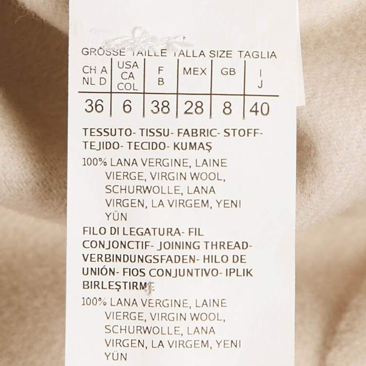 Pre Owned S'Max Mara Light Beige Wool Hooded Long Coat M