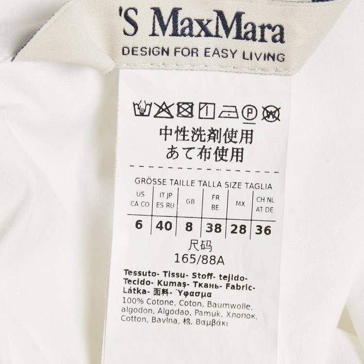 Pre Owned S'Max Mara White Lurex Trim Cuff Cotton Shirt S