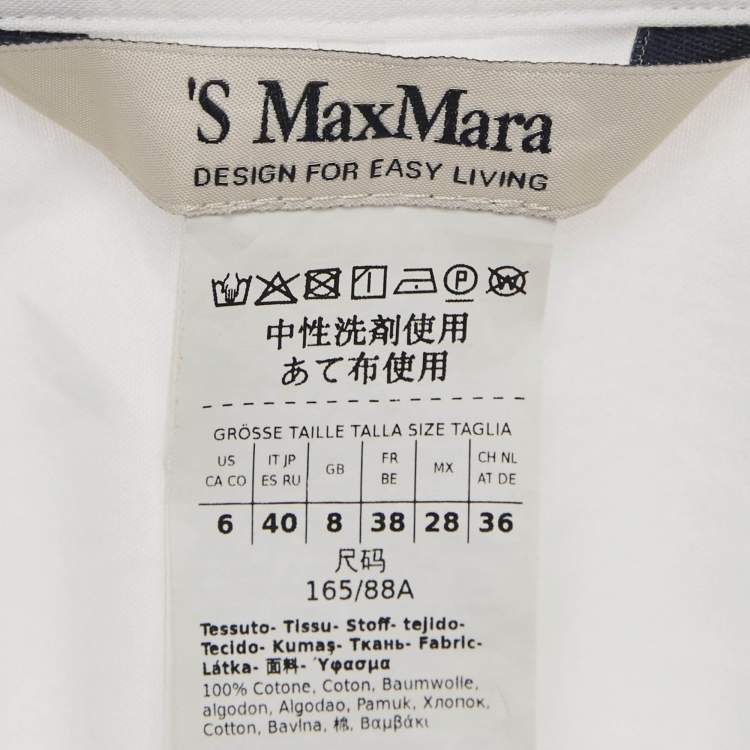 Pre Owned S'Max Mara White Lurex Trim Cuff Cotton Shirt S