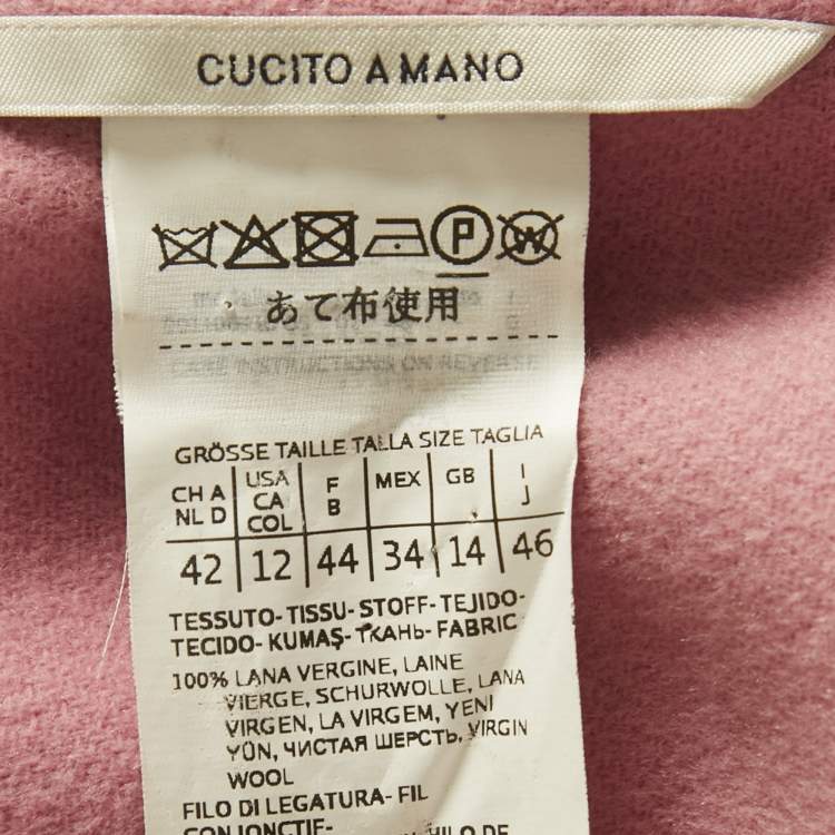 Pre Owned S'Max Mara Pink Wool Open Front Belted Coat L 