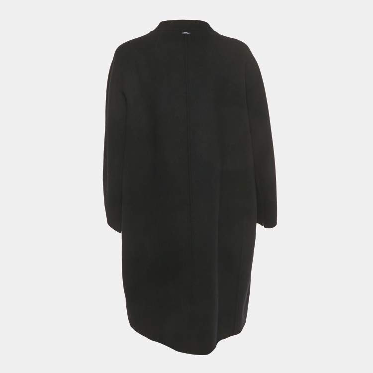 Pre Owned S'Max Mara Black Felt Mid-Length Coat L