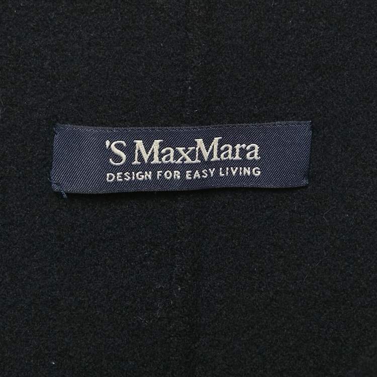 Pre Owned S'Max Mara Black Felt Mid-Length Coat L