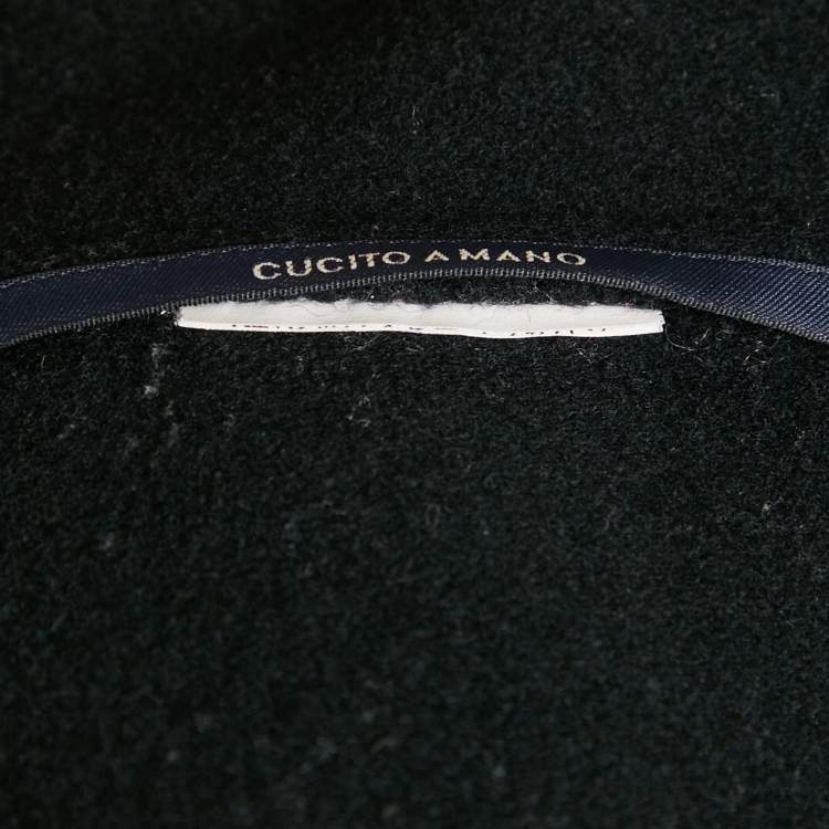 Pre Owned S'Max Mara Black Felt Mid-Length Coat L