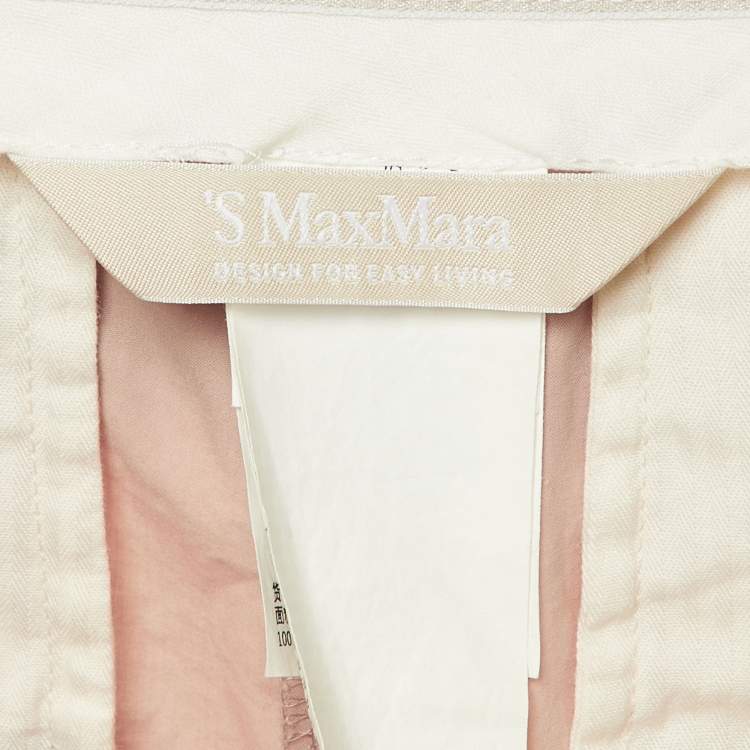 Pre Owned S'Max Mara Beige Cotton Pleated Trouser S