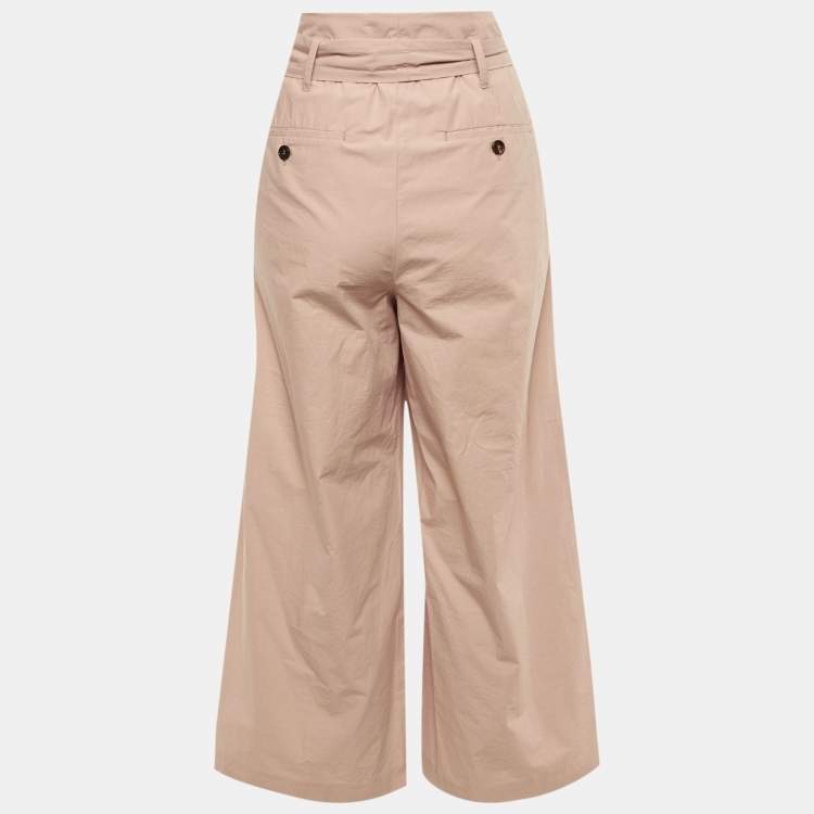 Pre Owned S'Max Mara Beige Cotton Pleated Trouser S
