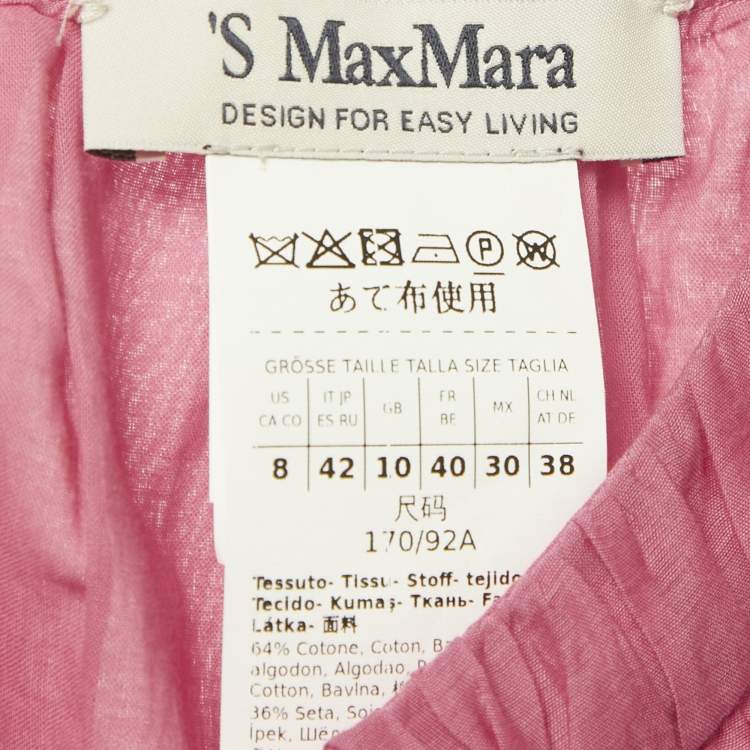 Pre Owned S' Max Mara Pink Cotton Short Sleeve Long Dress M