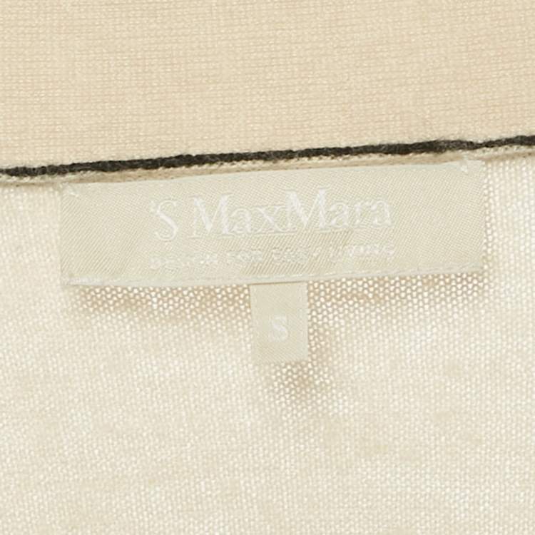 Pre Owned S'Max Mara Cream Silk Blend Button Front Cardigan S